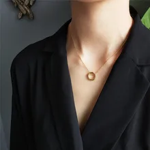 Мартик простой 925 стерлингового серебра неправильный круглый кулон ожерелье для женщин золотые разноцветные на цепочке цепочка ожерелье GSN39