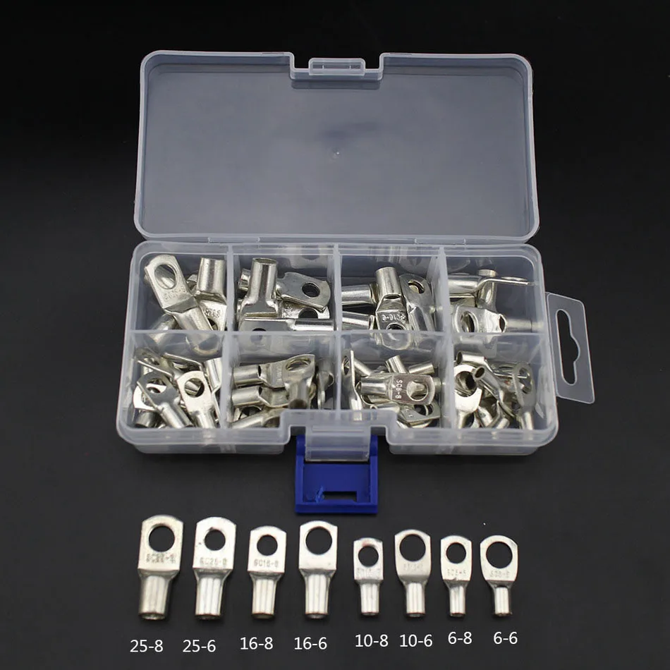 

60 Pcs Bolt Hole Tinned Copper Cable lugs Battery Terminals set Wire terminals connector