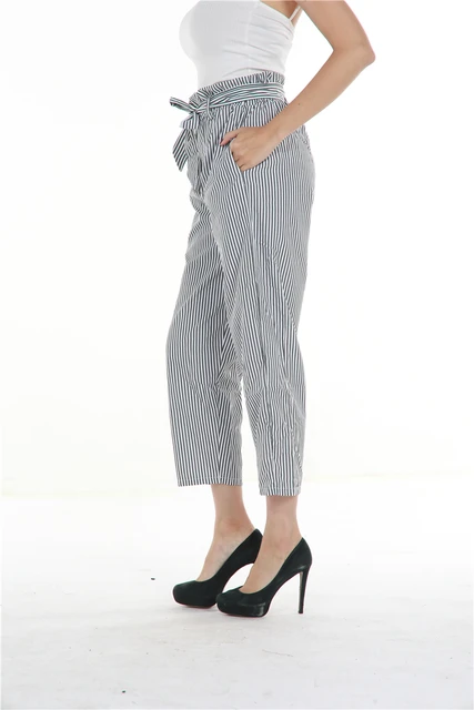 2018 nowe paski OL szyfon wysokiej talii harem Spodnie damskie stringyselvedge styl casual Spodnie damskie spodnie -