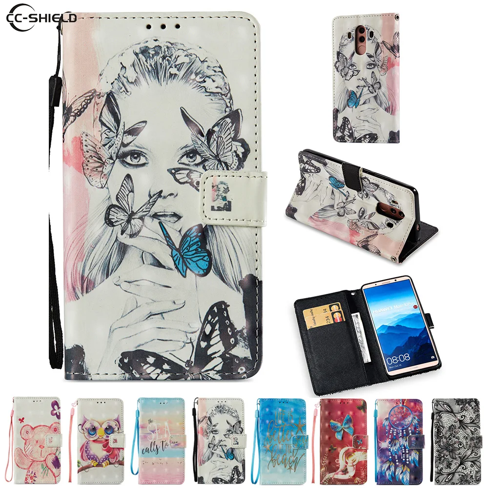 

Cartoon Case for Huawei Mate 10 Pro BLA L29 Cute Bear owl Cartoon PU Leather Flip Stand Cover for Huawei Mate10 Pro BLA-L29 Case
