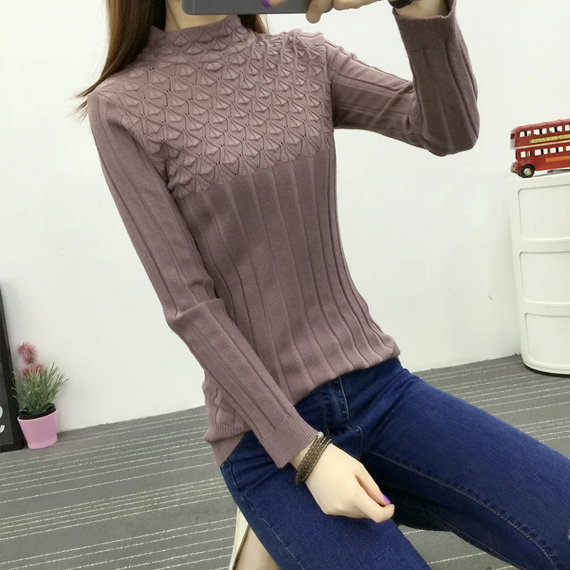 

Sweaters And Pullovers For Women 2019 Spring Autumn Solid Turtleneck Knitwear Female Casual Elastic Loose Coat Femmle