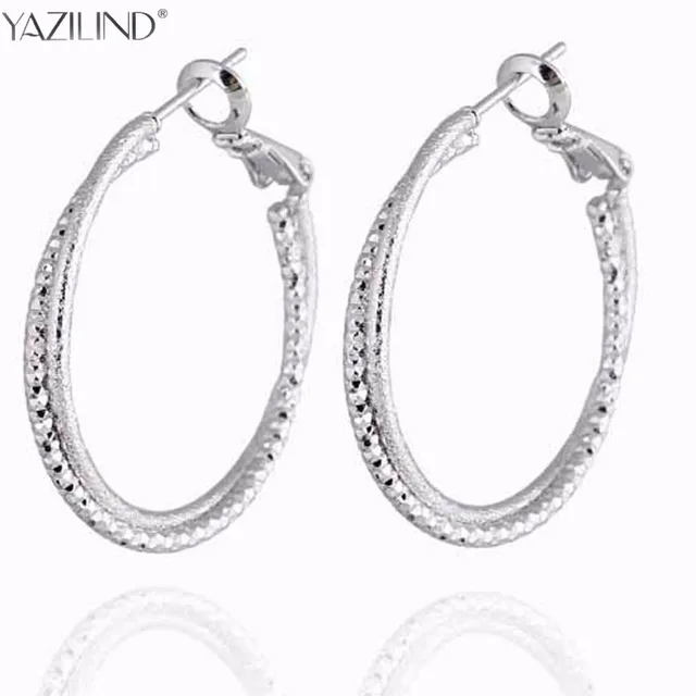 Yazilind New Double Circles Round Hoop Earrings For Women Rose Gold Yazilind New Double Circles Round Hoop Earrings For Women Rose Gold Silver Color Twisted Large
