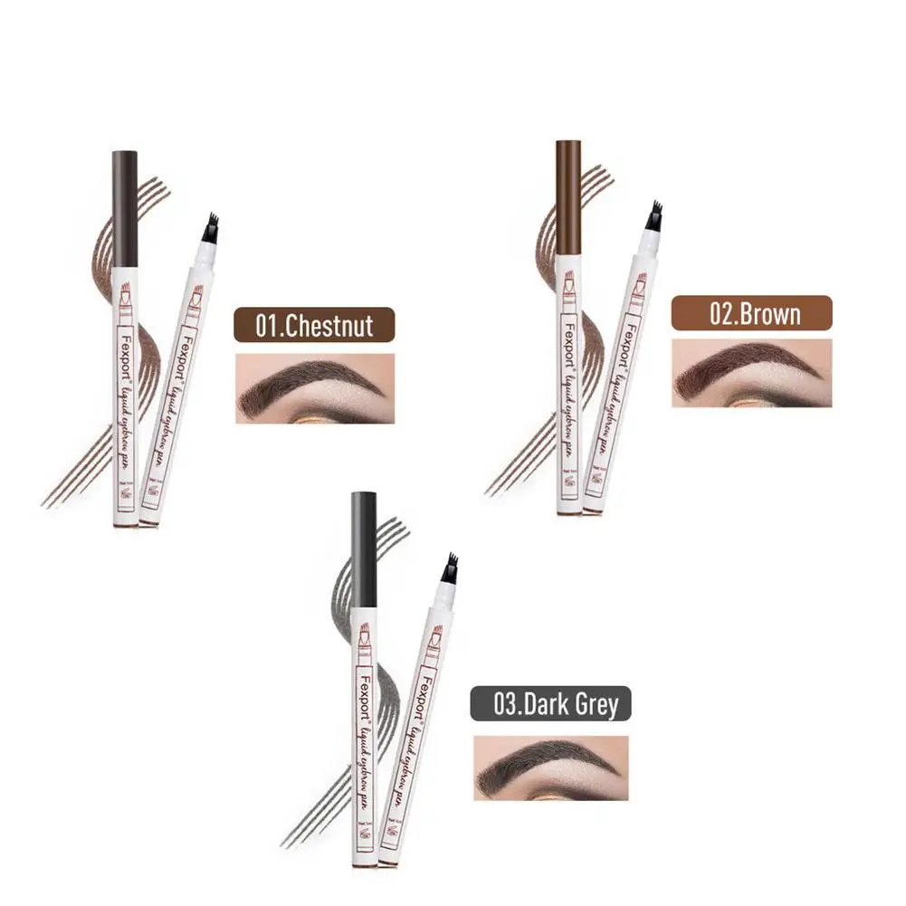 4 Fork Tip Head Eyebrow Pencil Waterproof Natural Long-lasting Non Staining Brows Pen