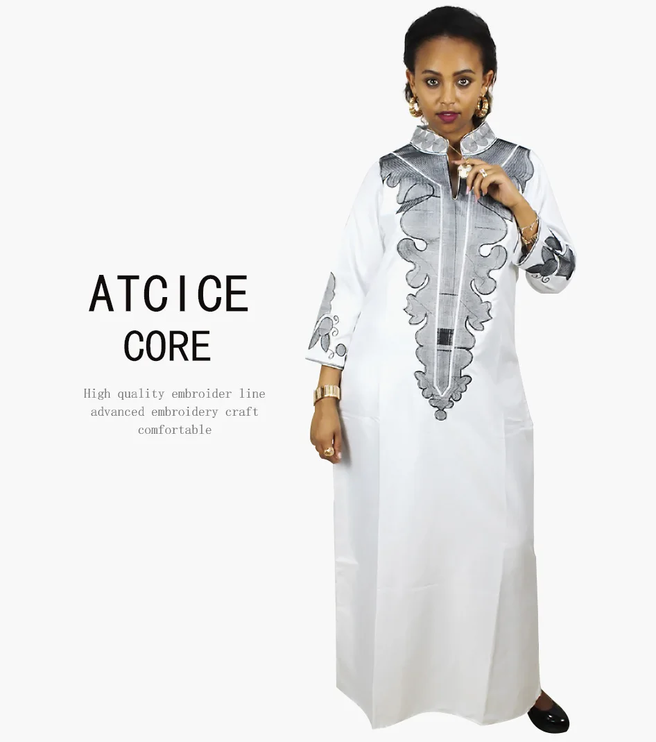 African Dresses For Women Dashiki  Dresses Bazin Riche Traditional African Clothing Long Sleeve For Ladies Without Scarf  LA018# african traditional attire