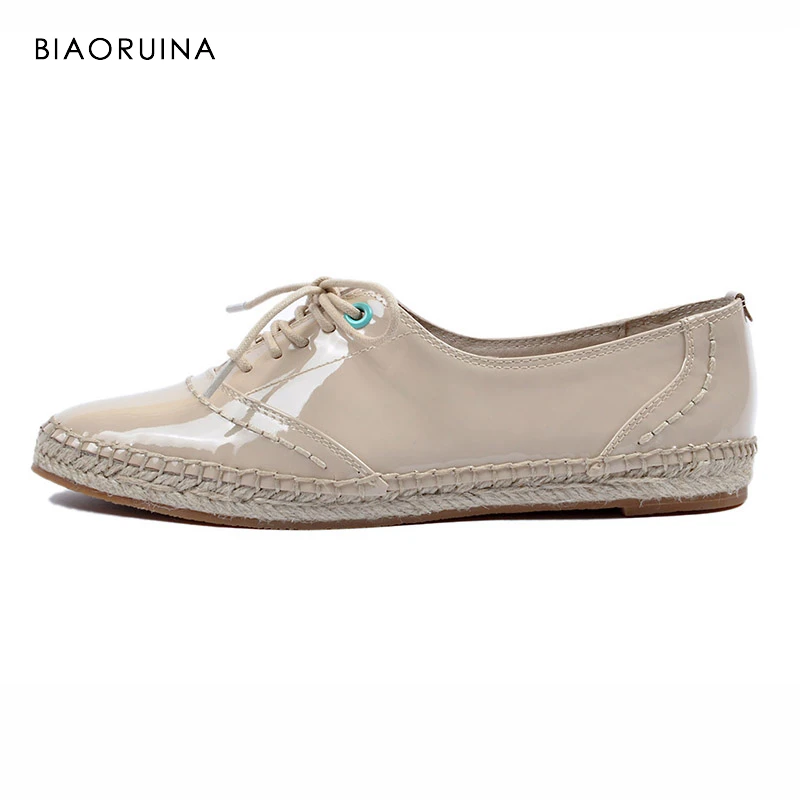 BIAORUINA/8 цветов; Новая Брендовая женская обувь ручной работы из пеньки; женские шикарные туфли-оксфорды; обувь на шнуровке; Женская Классическая обувь с круглым носком