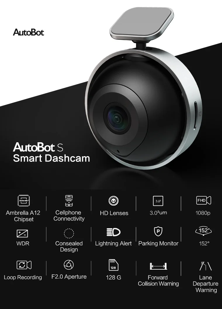 AutoBot S Full HD 1080P автомобильная камера WiFi смарт DashCam Dash Cam DVR Ambarella S2L33M WDR мини видео рекордер gps ночное видение