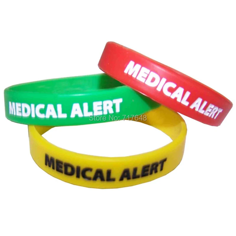 300pcs medical alert wristband silicone bracelets rubber cuff wrist