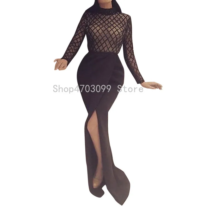 Women Sexy O-Neck Long Sleeve Maxi Dress Sequin Slim Party Dress Noodles dresses woman party night robe femme hive r
