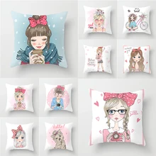 Cartoon Girls Printed Cute Dog Girl Cushion Cover 45*45 Polyester Hot Gifts For Girlfriend Throw Pillow Covers Couch Pillowcases Cartoon Girls Printed Cute Dog Girl Cushion Cover 45*45 Polyester Hot Gifts For Girlfriend Throw Pillow Covers Couch Pillowcases