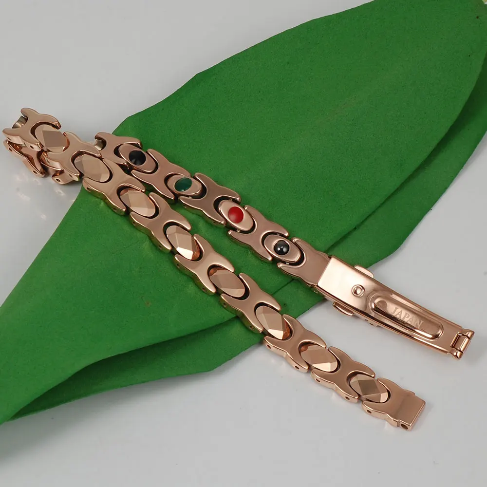 Ювелирные изделия Wollet 19,5 см Магнитный вольфрамовый браслет для женщин или мужчин цвета розового золота Германий инфракрасные отрицательные ионные Часы пряжка