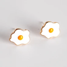 Милые Сережка с героями мультфильмов Букле д 'ореиль модные ювелирные изделия Индивидуальность в форме яйца серьги гвоздики для женщин аксессуары