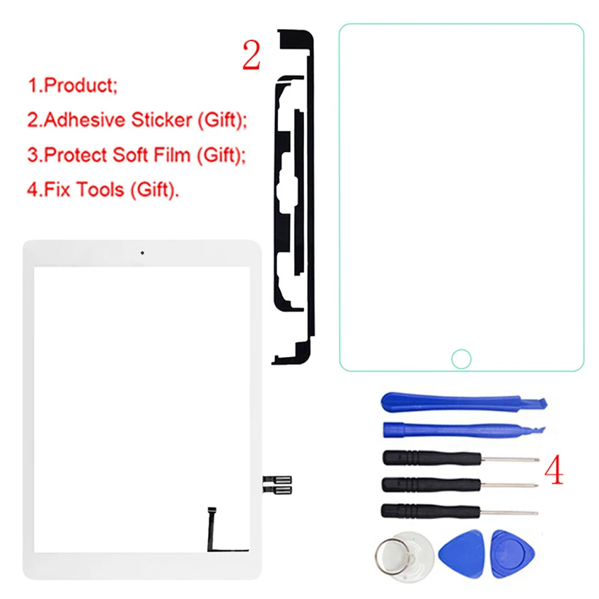 

1Pcs (Tested) 100% New For iPad 9.7 (2018 Version) A1893 A1954 Touch Screen Digitizer Outer Panel+protect film+Tools+Sticker