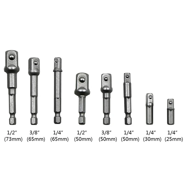 3 PCS/Set Hexagonal Shank Square Head Socket Extension Bar Connecting Rod Sleeve Hex Universal Sleeve Connecting Rod PartsMulti