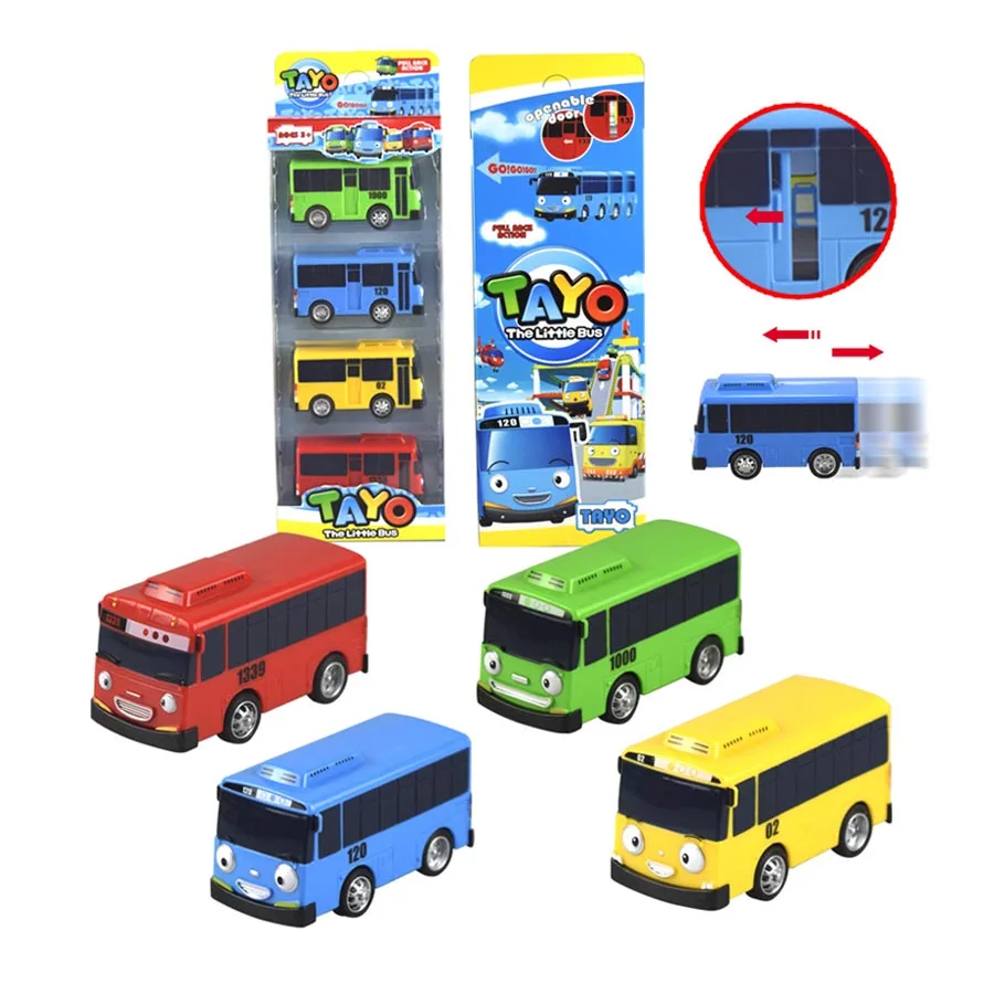 

4Pcs/Set Oyuncak Tayo Scale Model Car Tayo Children Miniature Bus Mini Plastic Babies Toys Tayo Bus kids Christmas Gift/Toy