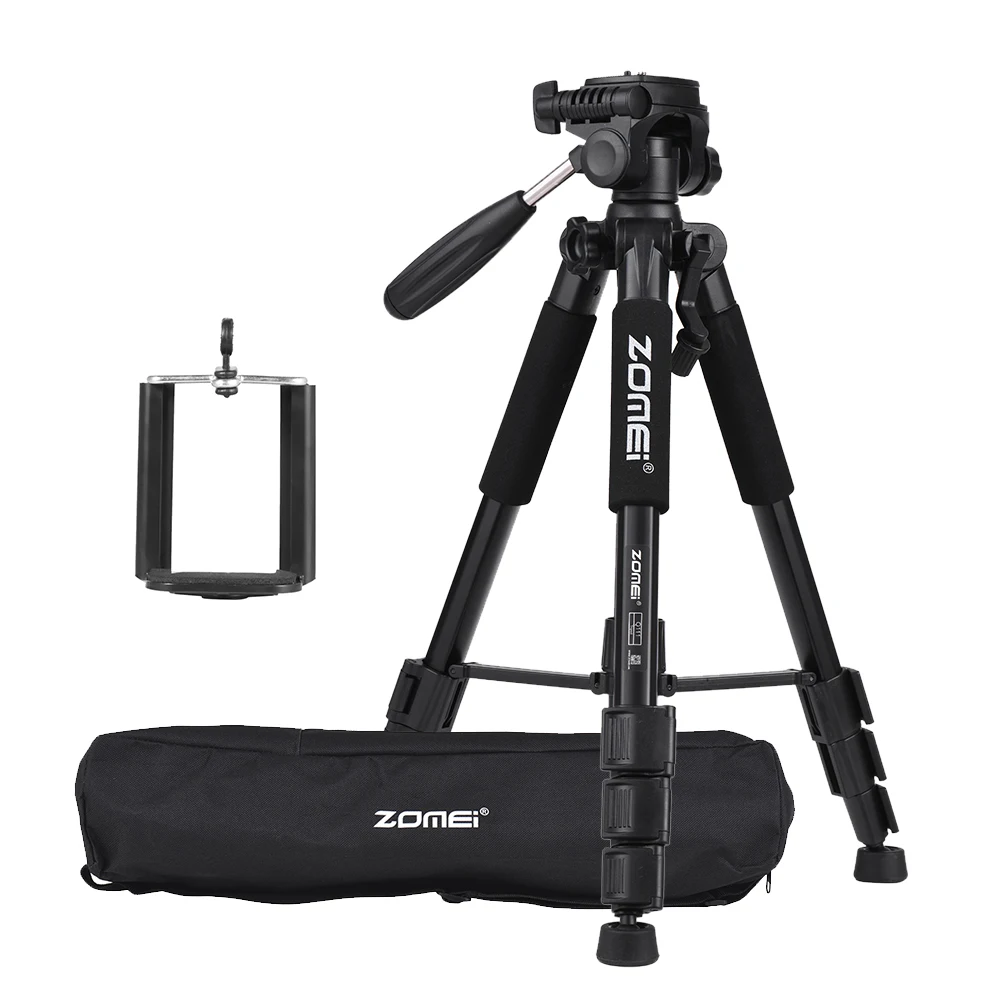 ZOMEI Q111 142 см/5" легкий портативный дорожный штатив из алюминиевого сплава для камеры с быстросъемной пластиной/держателем телефона/сумкой для переноски