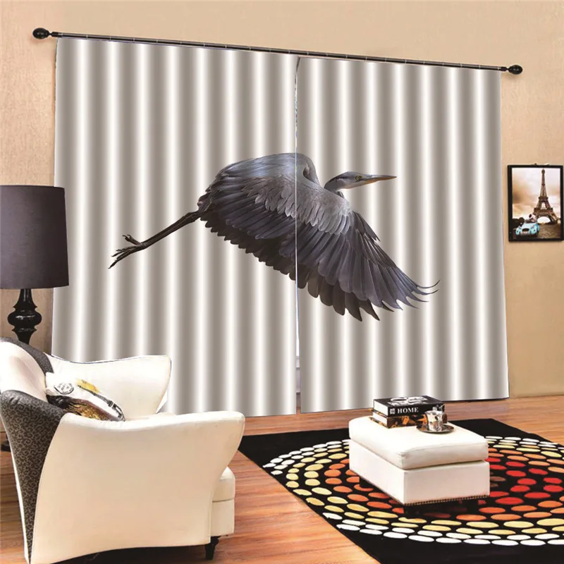

Curtains for living room Crane Window Screening Solid Door Curtains Drape Panel Sheer Tulle 3D Digital Print MA10