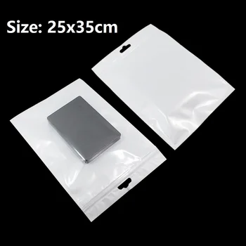 

25*35cm White/Clear Self Seal Zipper Resealable Plastic Retail Packaging OPP Poly Bag, Ziplock Zip Lock Bag Storage W/ Hang Hole