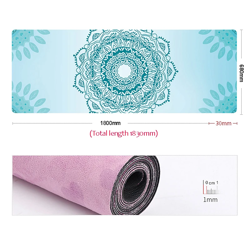 Billige 2019 Ultra light Falten Yoga Matten Gedruckt Mandala 1mm Wildleder Natürliche Gummi Anti Slip Pilates Decken Mehrere Verwendet