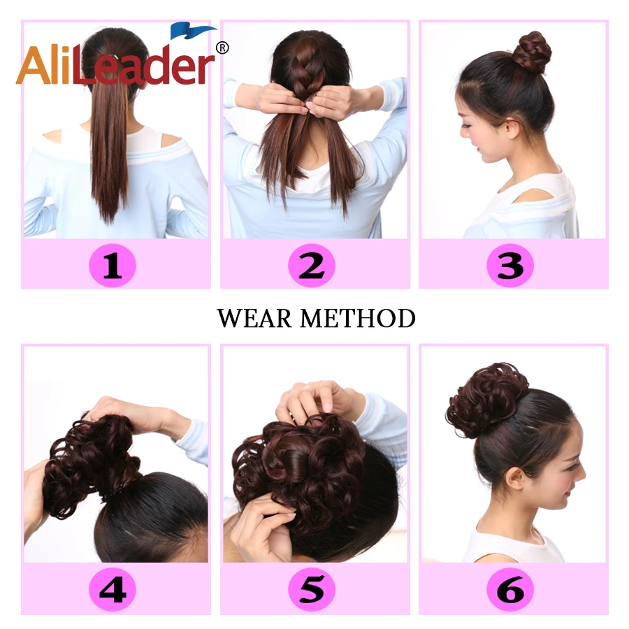 Alileader Beauty Girls Curly Scrunchie Chignon Hair Bun Synthetic