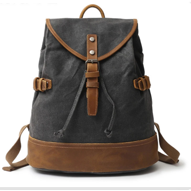 

XIYUAN Vintage Backpack Men Back Pack Fashion Casual Canvas Backpacks For Teenager Shoulder Bag Rucksack Middle School Students