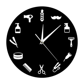 

1Piece Barber Shop Wall Clock Modern Design Barber Tools Hairstylist Business Sign Beauty Salon Home Decor Wall Watch Time Clock