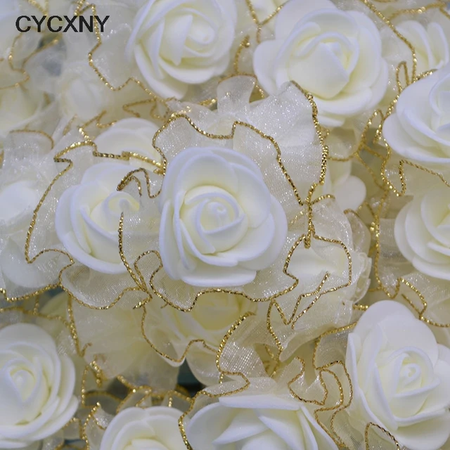 Artificial Gold Flower Craft, White Gold Rose Flower