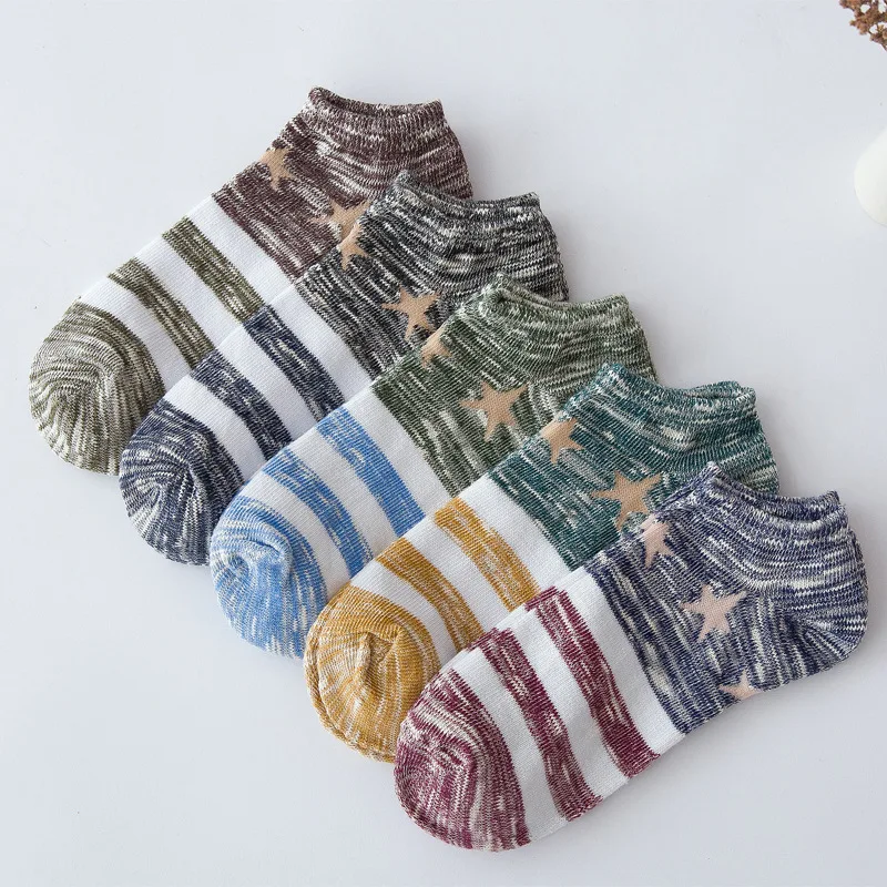 

2017 spring and summer fashion stars cotton national wind cotton cord men boat socks