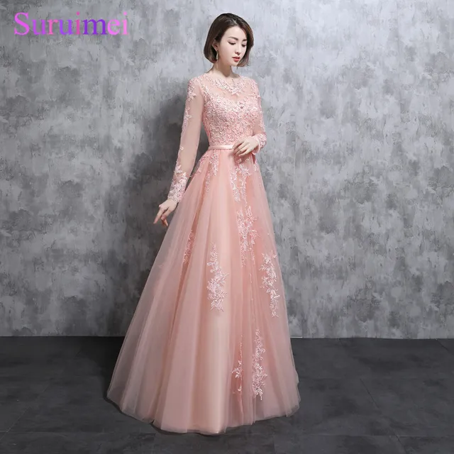 High Neck Lace Long Prom Dress