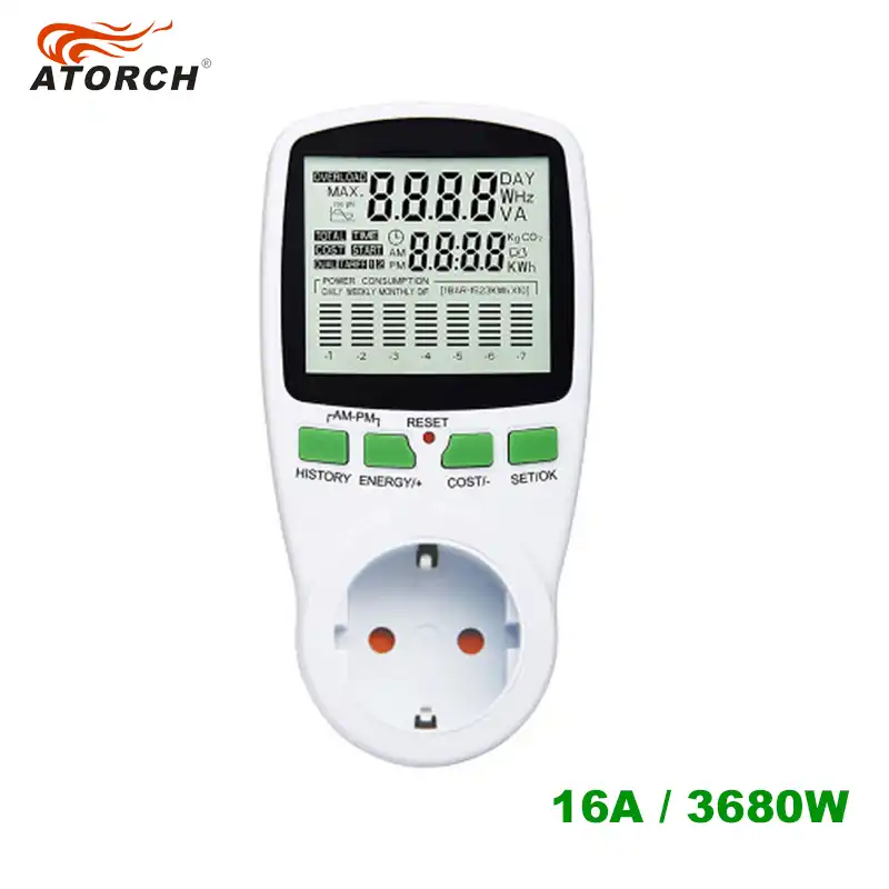 ATORCH 220v AC power meter digital wattmeter energy eu watt Calculator