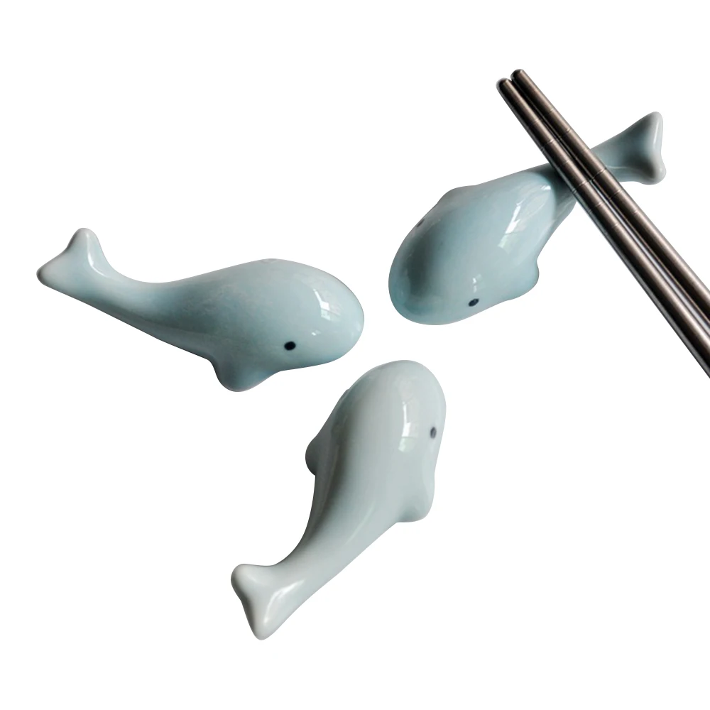 

Cute Chopsticks Holder Ceramic Ware Dolphin Shaped Spoon Fork Holder Stand Home Table Decoration Kitchen Rest Rack Porcelain 1PC