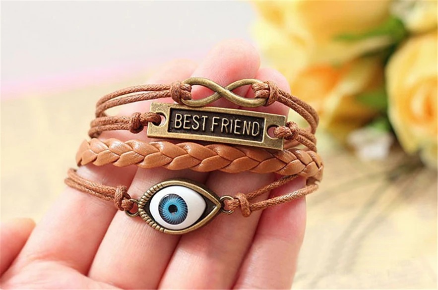 Стильный винтажный браслет Best Friend Eye ювелирное изделие из пеньковой веревки