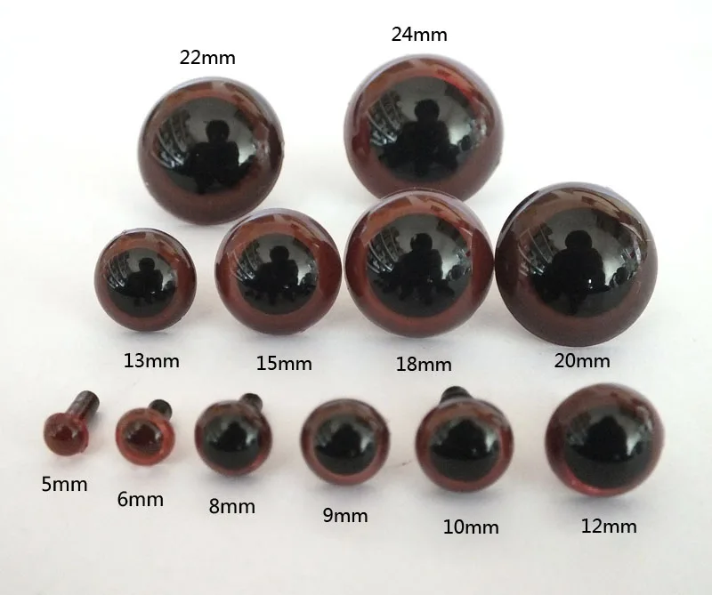 wholesale(100pcs/lot) 5 20mm Brown color Plastic safety eyes for toys