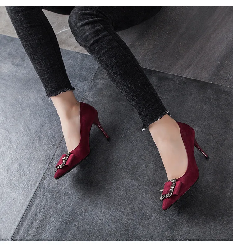 De Bonne Couleur Chaussures Hauts Qualité Casual Rouge 2018 Talons Mince Nouvelle Mariage Arrivée Pointu qwc1Z