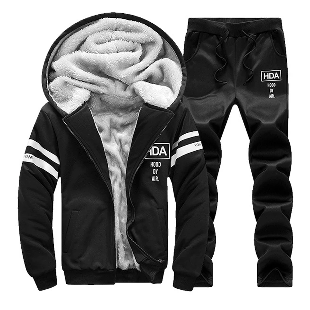 

Autumn And Winter Men's Sportswear Plus Velvet Suit Sportswear Warm Hooded Hoodie Thickening Sportswear Two-piece Suit Pants