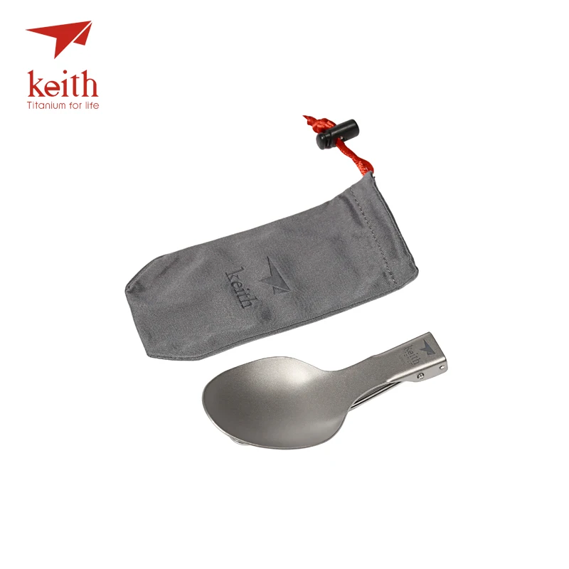 Keith Titanium plegable Spoon camping tablewares picnic al aire libre senderismo conveniente titanio puro cuchara 20g Ti5308