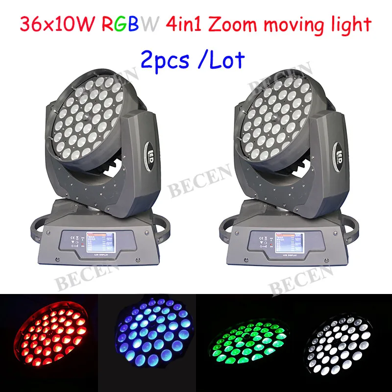 

36x10W RGBW 4in1 Zoom LED Moving Head Light dmx Wash Stage Light with Touch Screen Free tax 2pcs