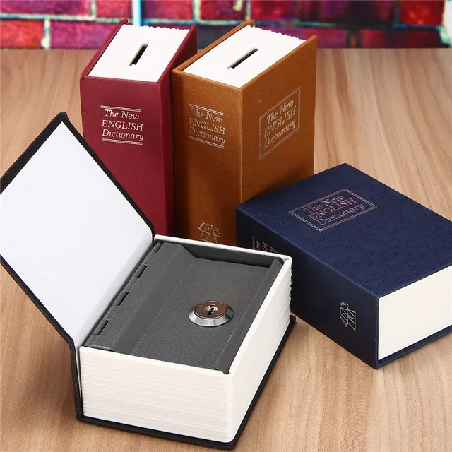 Small  Size Security Simulation Dictionary Book Case Home Cash Money Jewelry Locker Secret Safe Storage Box with Key Lock