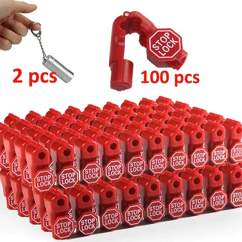 

100 EAS tag hang security tag+2 portable tag detacher red stop lock magnet detacher with anti sweep hook lock for store display