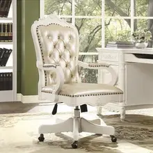 Винтажный резной деревянный шарнир стул. Кресло руководителя. Кожаное офисное кресло