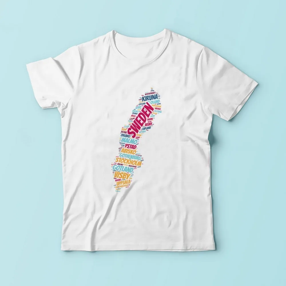 Футболка мужская с надписью шведский город Повседневная рубашка принтом в виде