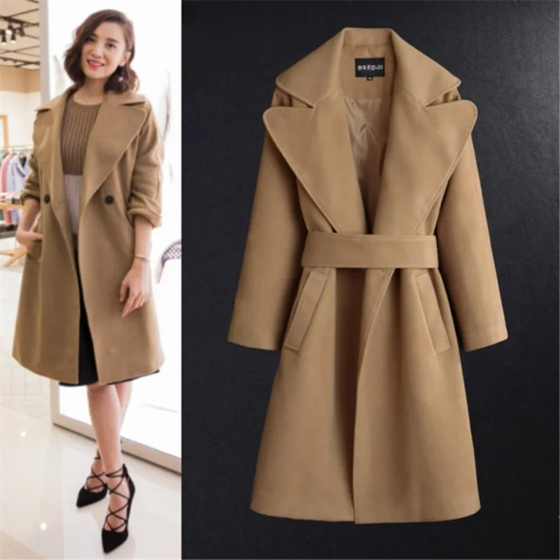 Cashmere Coat Female Star With Classic Long Camel Cloth Woolen Coat ...