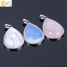 CSJA натуральный камень, фиолетовый, розовый с кварцевым тигровым глазом хрустальные бусы ожерелье и подвеска в виде капли воды из нержавеющей стали женские ювелирные изделия F150