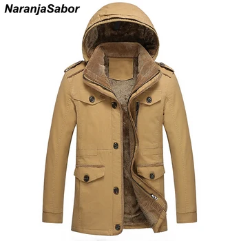 

NaranjaSabor Winter Men's Thick Coats Hooded Fleece Jackets Warm Casual Male Parkas Men Outerwear Mens Brand Clothing 6XL N437