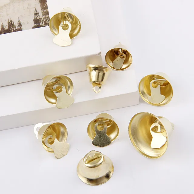 12/14/16/21/26mm Gold Iron Vacuum Christmas Open jingle Bells Pendant Handmade Party DIY Crafts Accessories 5