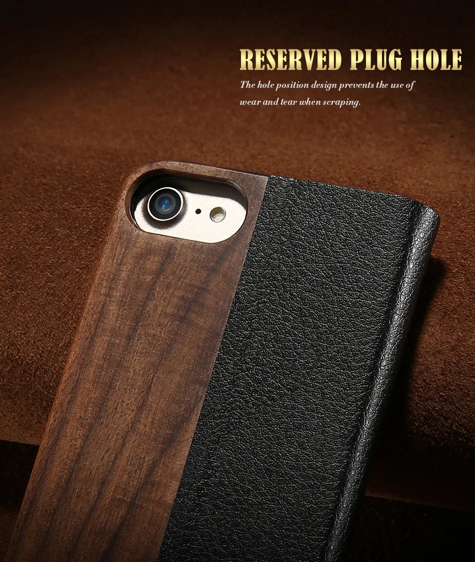 Wooden Flip Leather Case For Iphone 6 6S Plus Cover 1 (4)