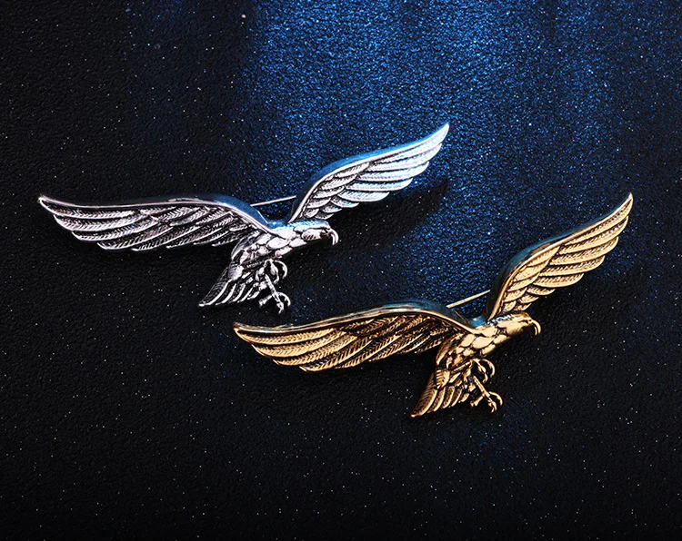 Корейские Модные Новые броши в форме золотых крыльев орла, брошь на шарф, пряжка на лацкане, металлический значок на булавке для мужчин, аксессуары для воротника рубашки