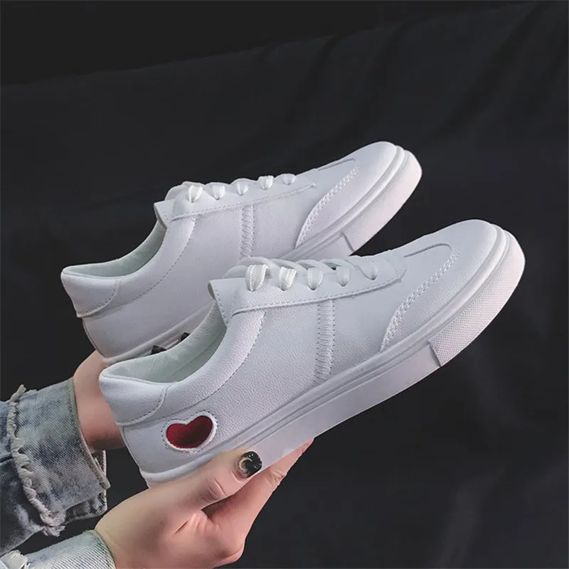 

HOT Women Sneakers Fashion Breathble Vulcanized Shoes Pu leather Platform Lace up Casual White Tenis Feminino Zapatos De Mujer 9