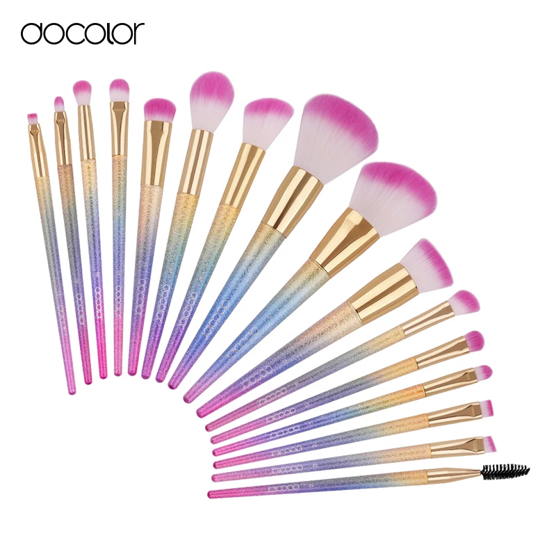 Docolor new pro 16pcs cosmetic makeup brushes set blush powder foundation eyeshadow eyeliner lip make up