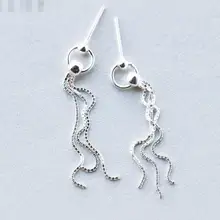 Новейшая модель; по-настоящему. 925 Стерлинговое Серебро длинные сережки с кисточками проволочная коробка цепь ювелирные изделия Шарм для леди GTLE739