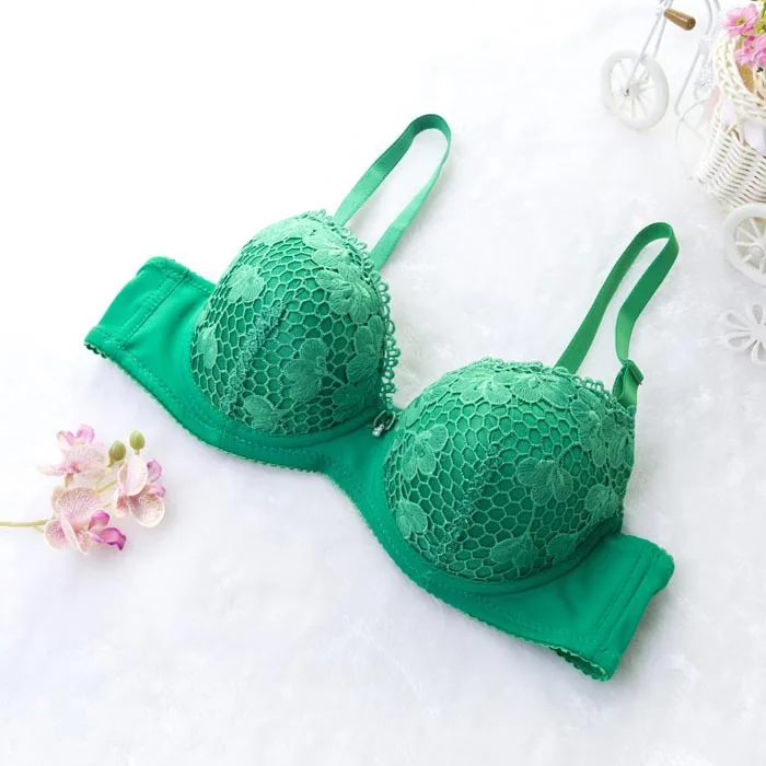 

Ms. adjust gather small chest embroidery on the bra under the thin section of thick breathable mesh sexy lingerie